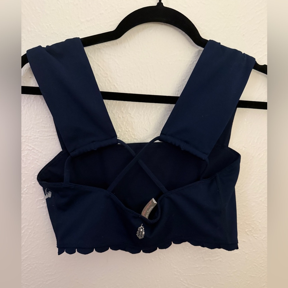 FP Movement by Free People Navy Scalloped Edge Crop Tank - Picture 2 of 2
